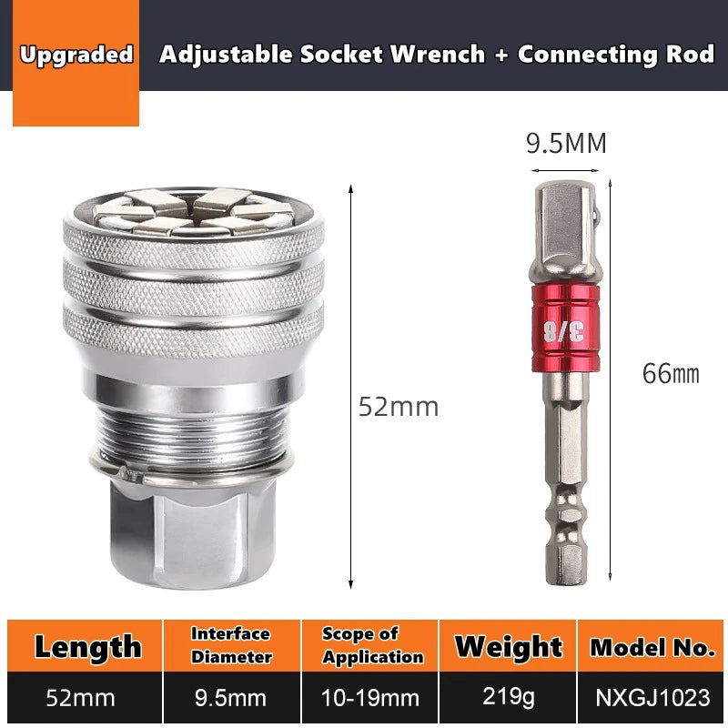Universal Electric Wrench Sleeve Converter Fits for Standard 3/8-3/4'' 10 to 19Mm Super Socket Multifunctional Drive Wrench Tool