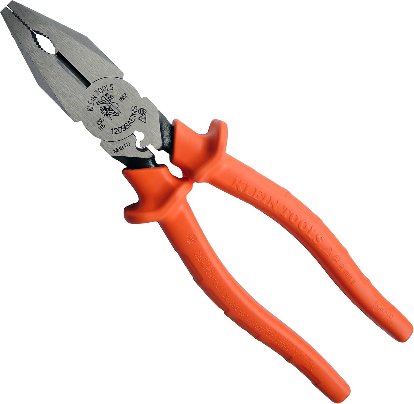 Klein Tools A-12098AEINSBP Insulated Lineman Plier & Cutting Nipper Combo Pack, 1000V Rated, IEC & ASTM Certified, Comfort Grip with Thumbguard, For Cutting ACSR, Screws, Nails and Hardened Wires
