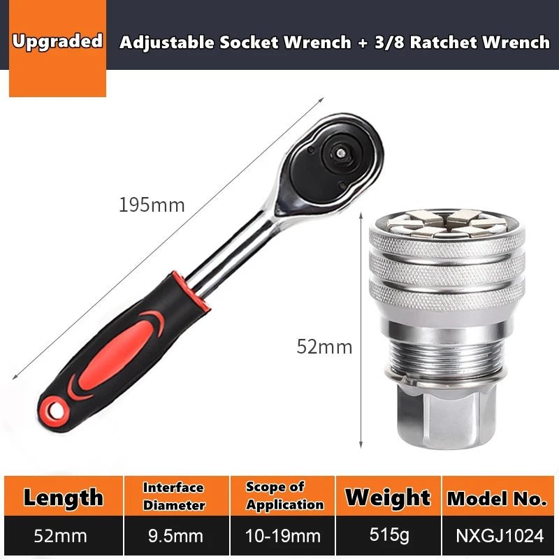 Universal Electric Wrench Sleeve Converter Fits for Standard 3/8-3/4'' 10 to 19Mm Super Socket Multifunctional Drive Wrench Tool