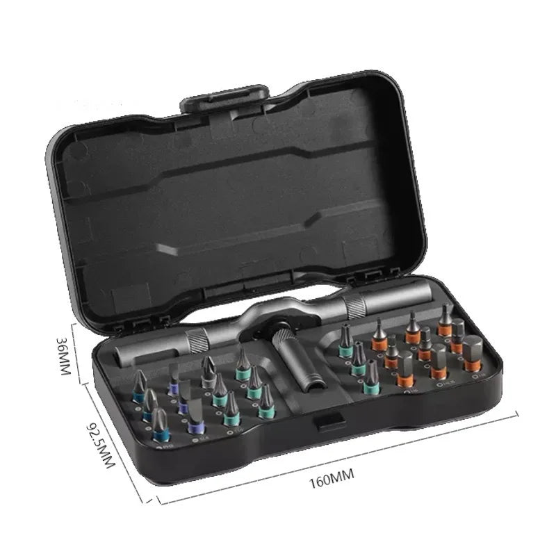 24-In-1 Multifunction Ratchet Screwdriver Magnetic Bits Mini Repair Tool Kit 