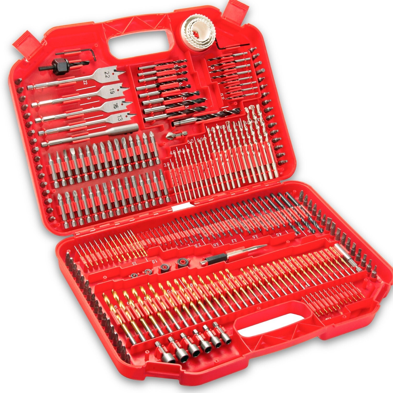 TOPEX 246PC Combination Drill Bit Set Screw Bits Titanium for Metal Wood Masonry