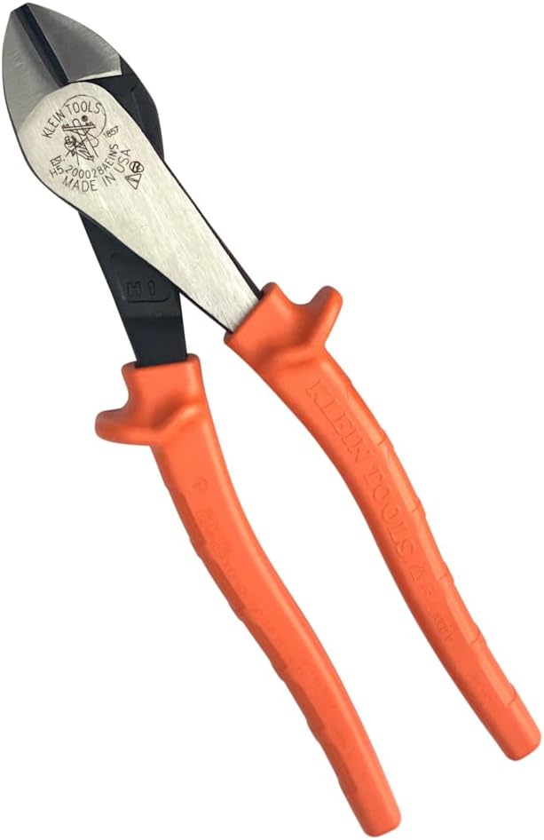 Klein Tools A-12098AEINSBP Insulated Lineman Plier & Cutting Nipper Combo Pack, 1000V Rated, IEC & ASTM Certified, Comfort Grip with Thumbguard, For Cutting ACSR, Screws, Nails and Hardened Wires