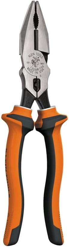 Klein Tools A-12098AEINSBP Insulated Lineman Plier & Cutting Nipper Combo Pack, 1000V Rated, IEC & ASTM Certified, Comfort Grip with Thumbguard, For Cutting ACSR, Screws, Nails and Hardened Wires
