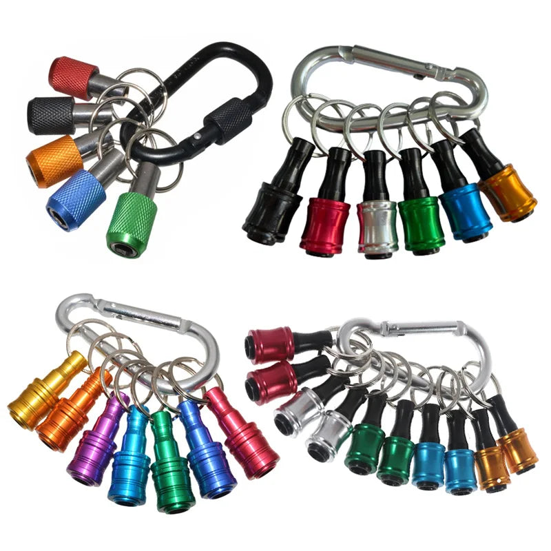 Versatile 1/4 Inch Hex Shank Screwdriver Bits Holder Extension Bar - 5 to 10 Piece Keychain Adapter for Effortless Drill Changes