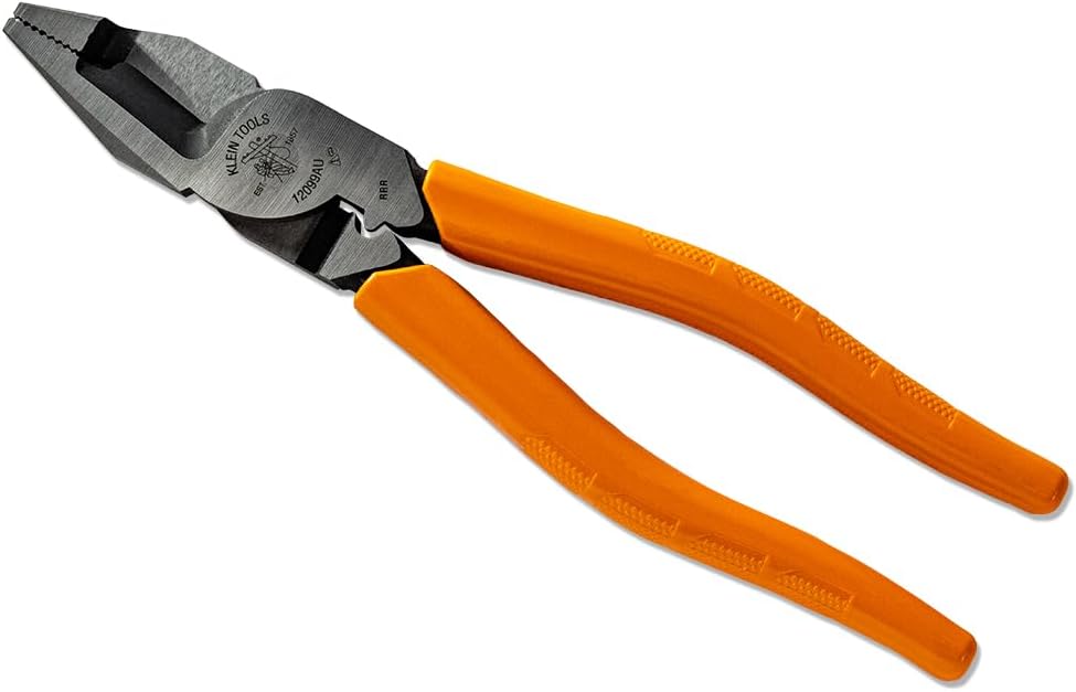 Klein Tools A-12098AEINSBP Insulated Lineman Plier & Cutting Nipper Combo Pack, 1000V Rated, IEC & ASTM Certified, Comfort Grip with Thumbguard, For Cutting ACSR, Screws, Nails and Hardened Wires