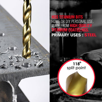 TOPEX 246PC Combination Drill Bit Set Screw Bits Titanium for Metal Wood Masonry