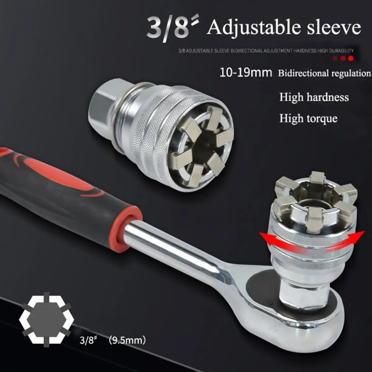 Universal Electric Wrench Sleeve Converter Fits for Standard 3/8-3/4'' 10 to 19Mm Super Socket Multifunctional Drive Wrench Tool