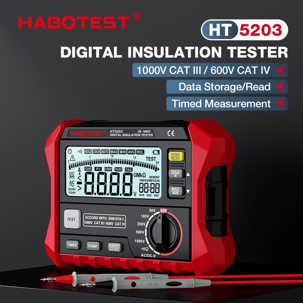 Insulation Resistance Tester Electrical Megger Insulation Resistance Tester Digital High-Precision Resistance Meter