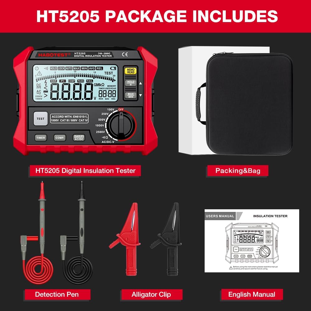 Insulation Resistance Tester Electrical Megger Insulation Resistance Tester Digital High-Precision Resistance Meter