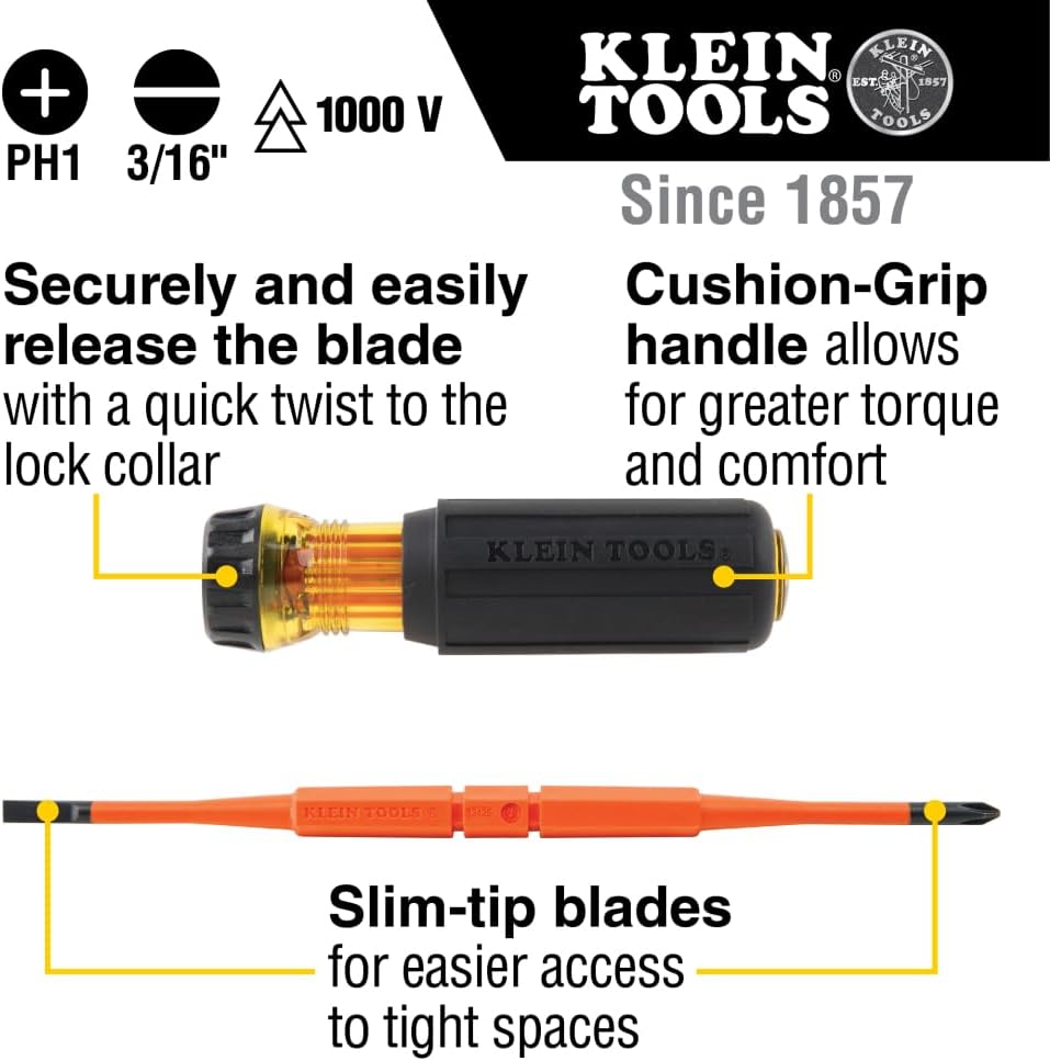 Klein Tools 8-in-1 Insulated Interchangeable Screwdriver Set