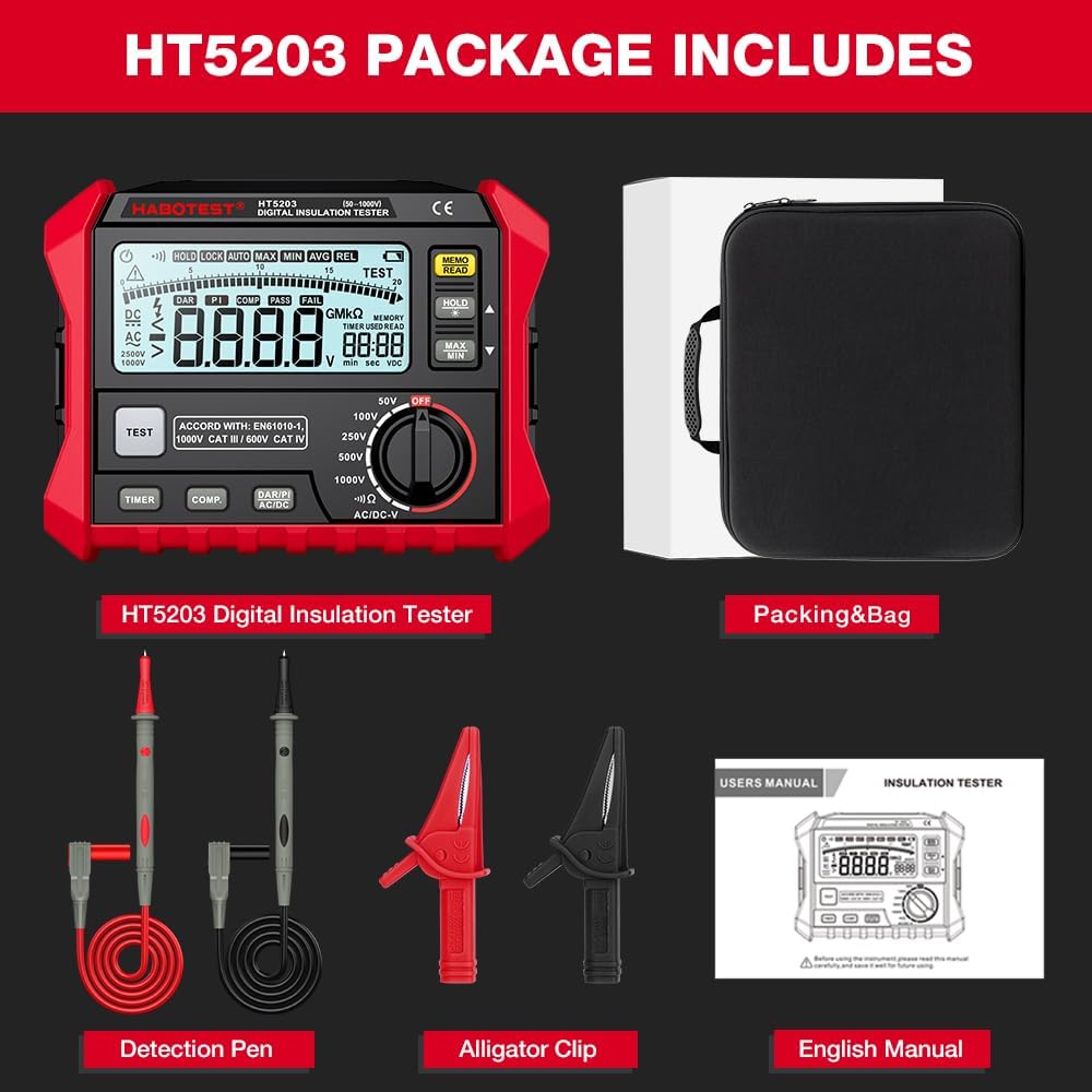 Insulation Resistance Tester Electrical Megger Insulation Resistance Tester Digital High-Precision Resistance Meter