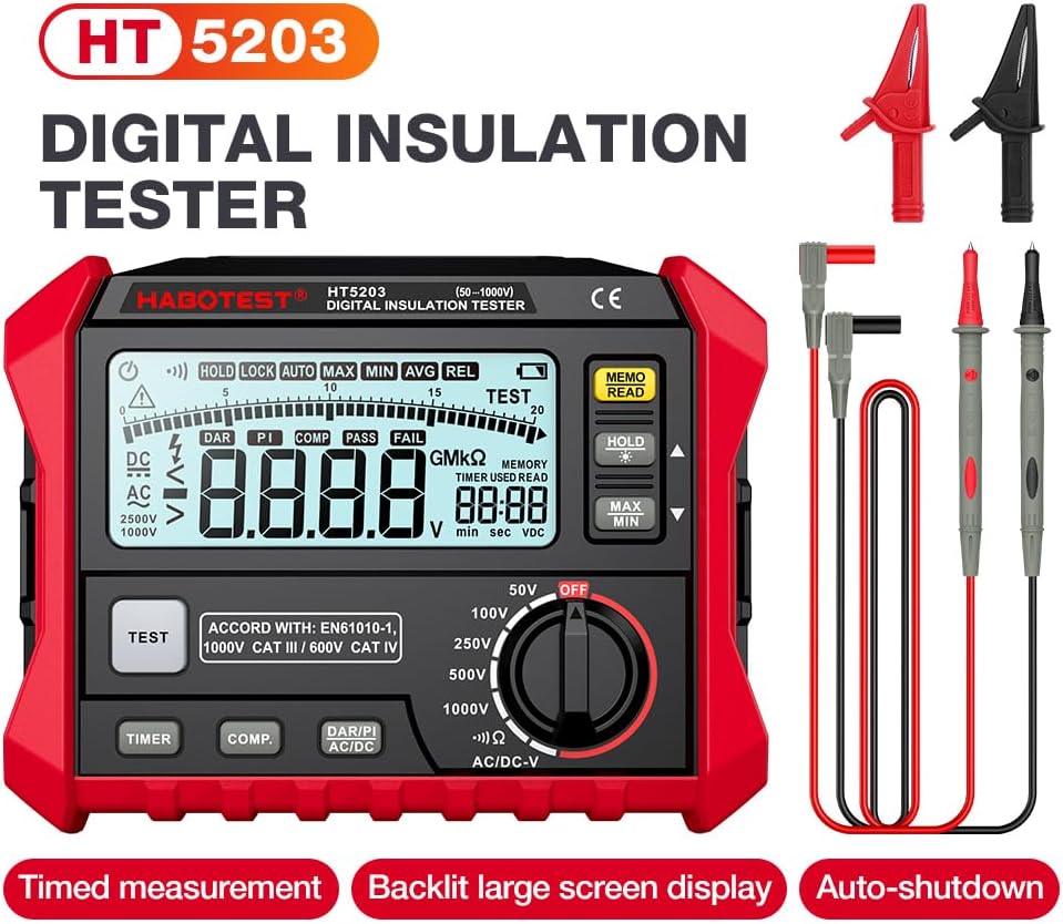Insulation Resistance Tester Electrical Megger Insulation Resistance Tester Digital High-Precision Resistance Meter