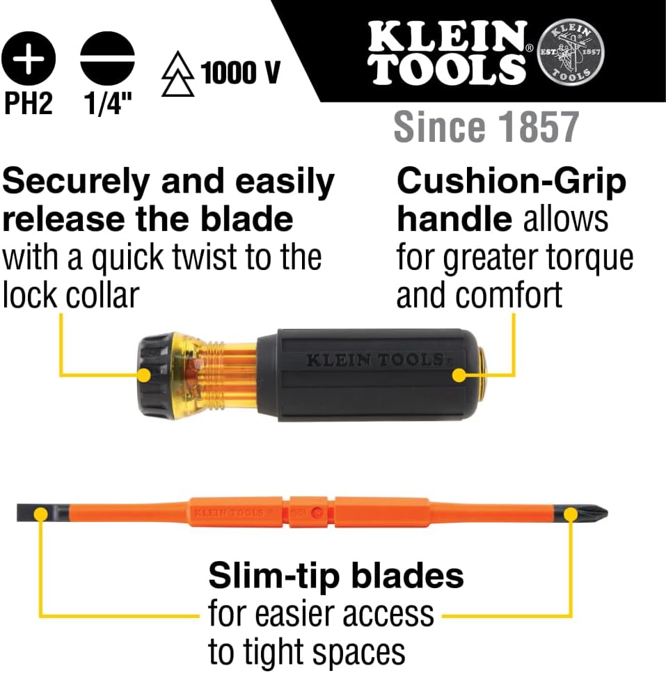 Klein Tools 8-in-1 Insulated Interchangeable Screwdriver Set