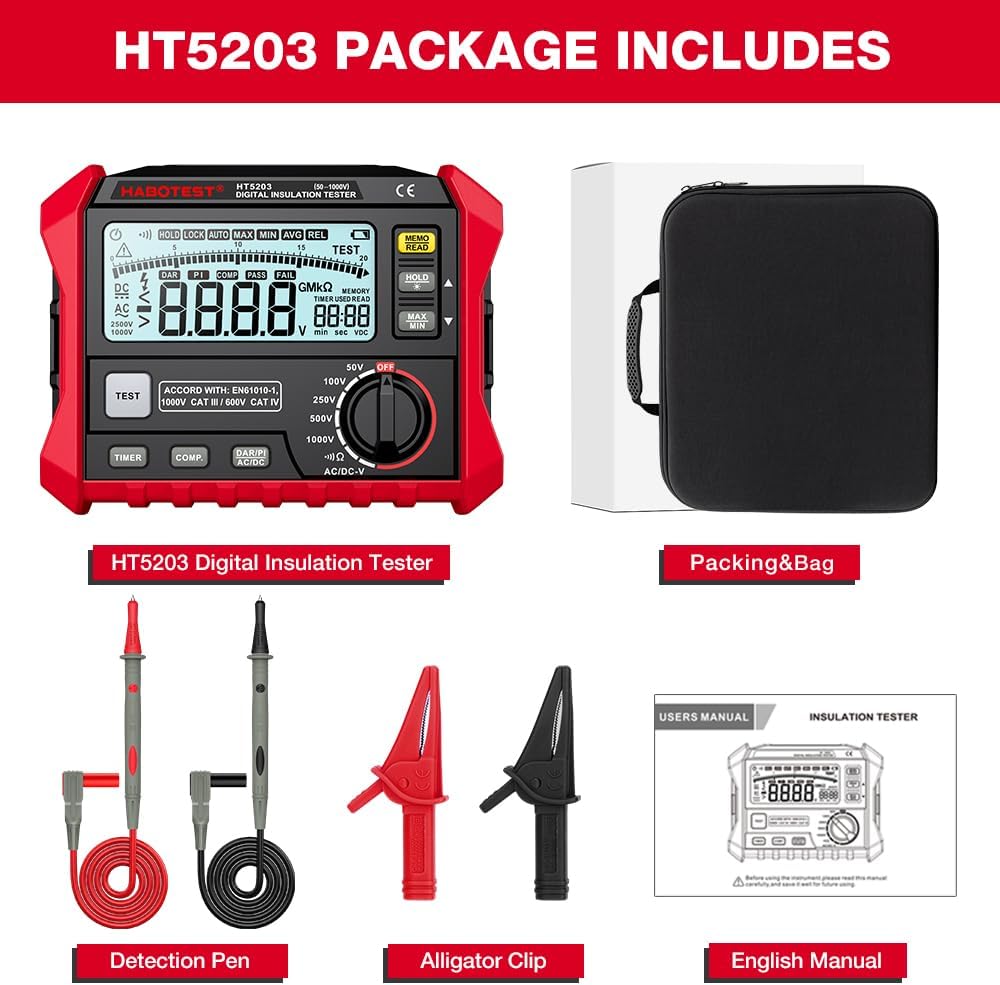 Insulation Resistance Tester Electrical Megger Insulation Resistance Tester Digital High-Precision Resistance Meter