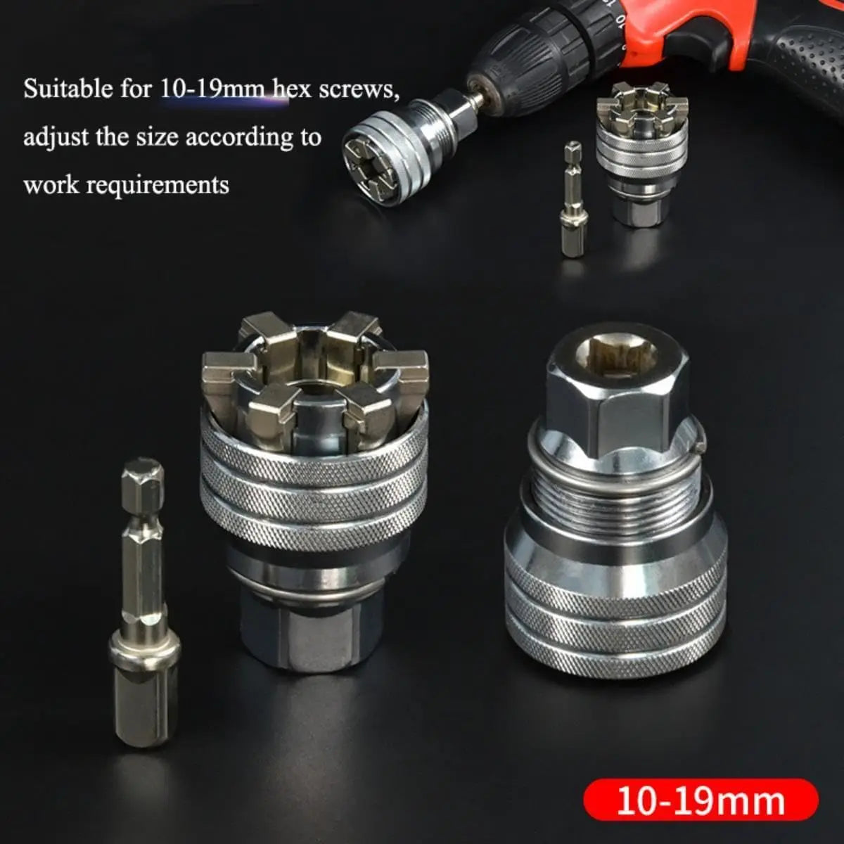 Universal Electric Wrench Sleeve Converter Fits for Standard 3/8-3/4'' 10 to 19Mm Super Socket Multifunctional Drive Wrench Tool