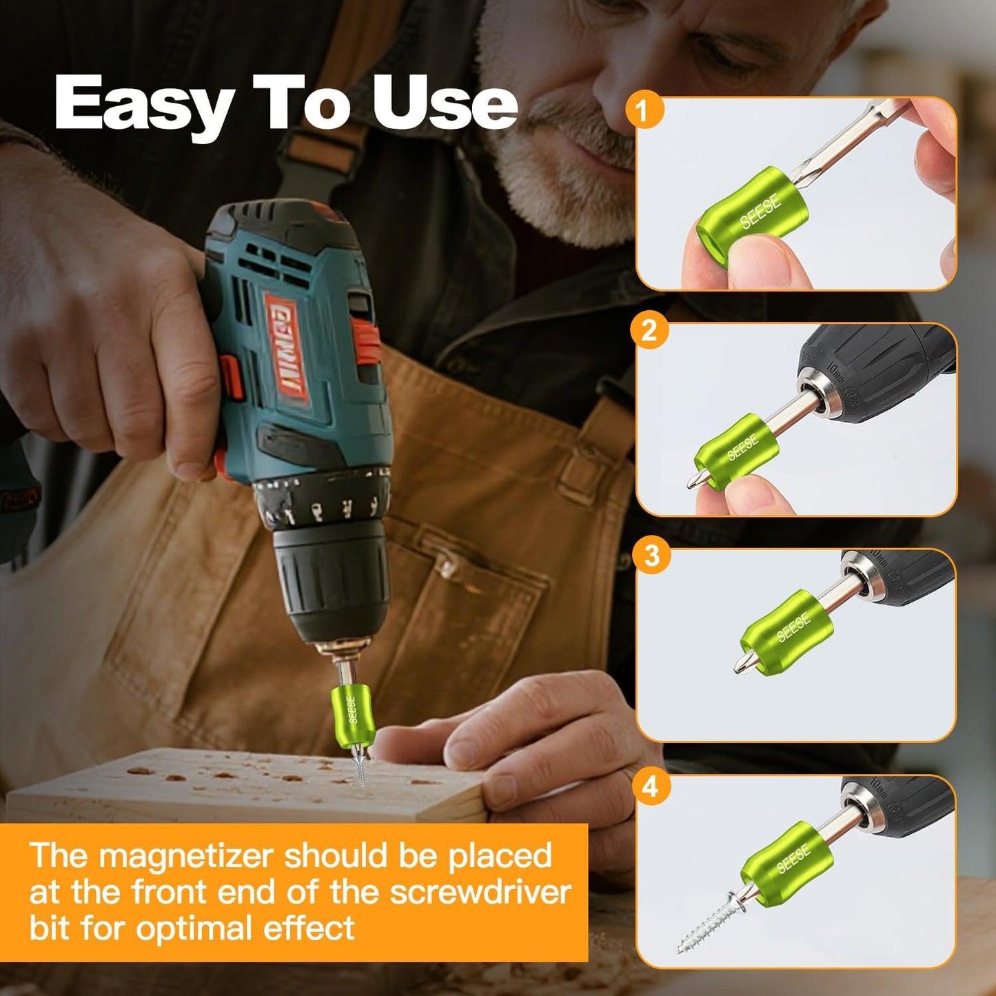 Elevate Your DIY Projects with the Strong Magnetic Screw Ring - 1/4 Inch Universal Magnetic Screw Holder (2 Pcs)