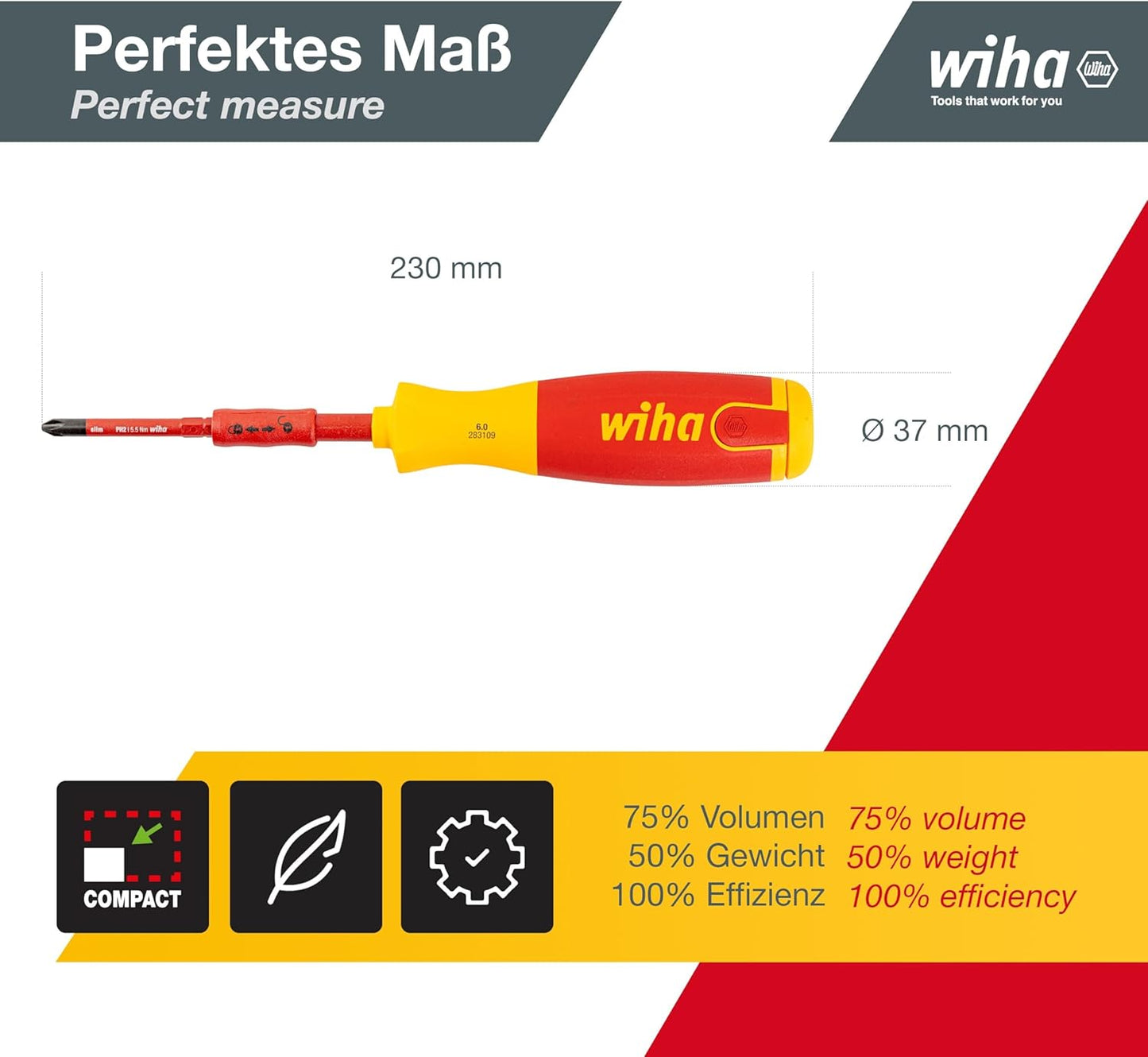 Wiha 38613 LiftUp Bit Holding Screwdriver with Bit Magazine (7-Pieces)