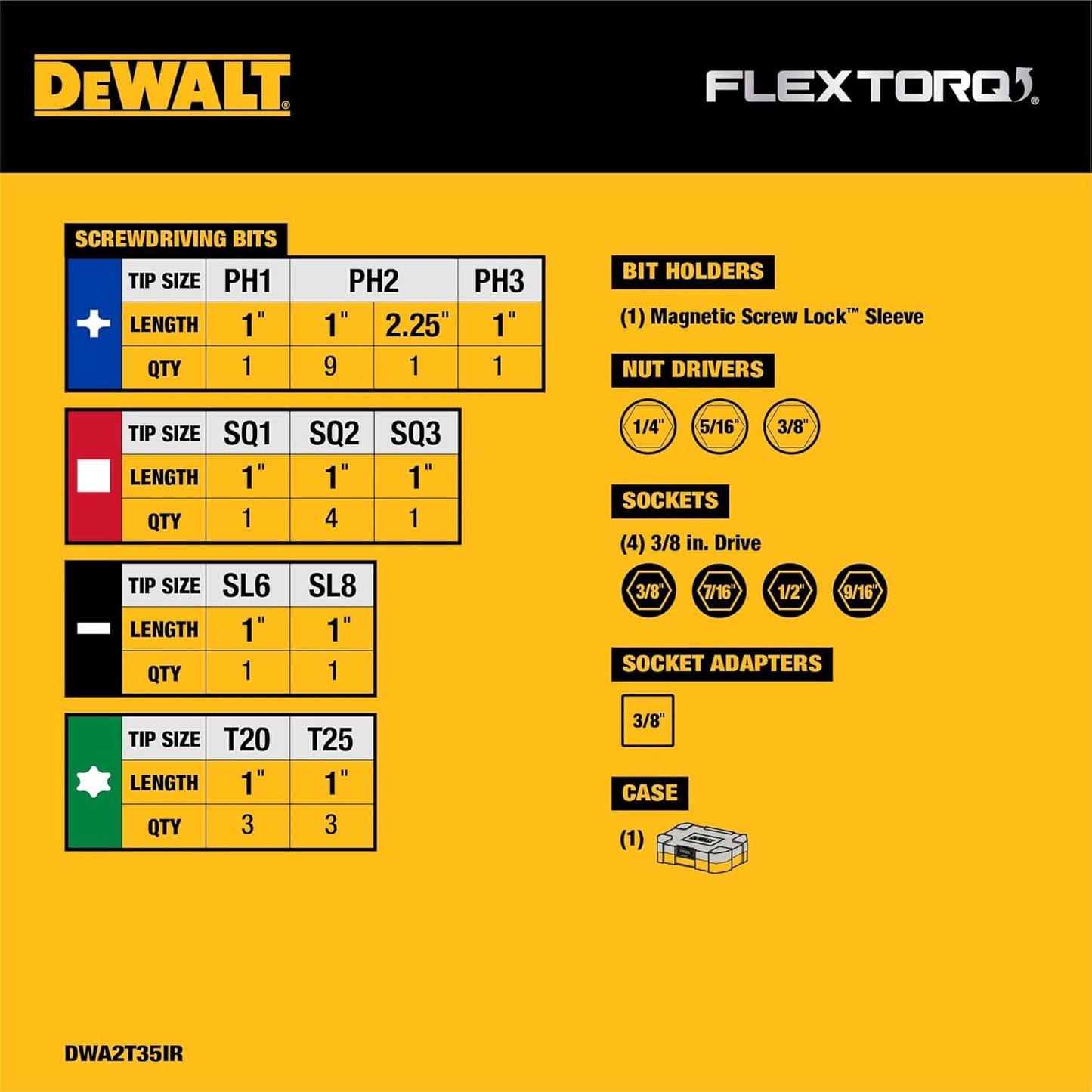 DEWALT DWA2T40IR IMPACT READY FlexTorq Screw Driving Set, 40-Piece