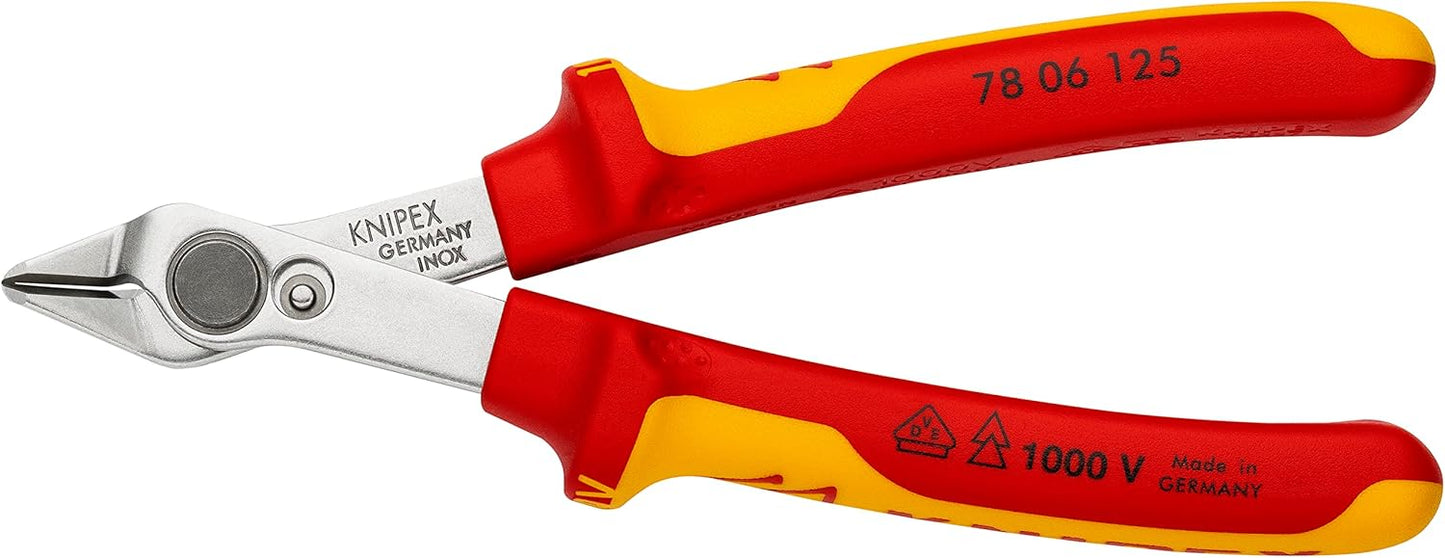 Knipex 78 06 125 SB Electronic Super Knips VDE Insulated with Multi-Component Grips, 125 mm Length