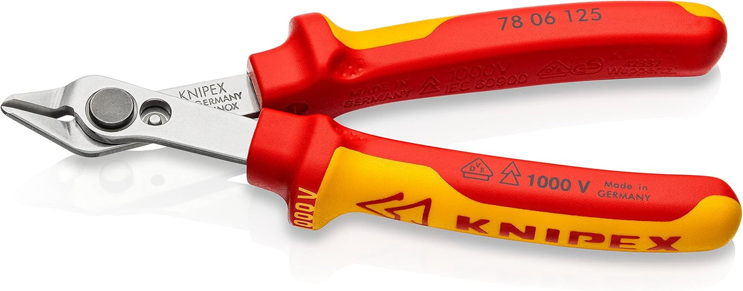 Knipex 78 06 125 SB Electronic Super Knips VDE Insulated with Multi-Component Grips, 125 mm Length