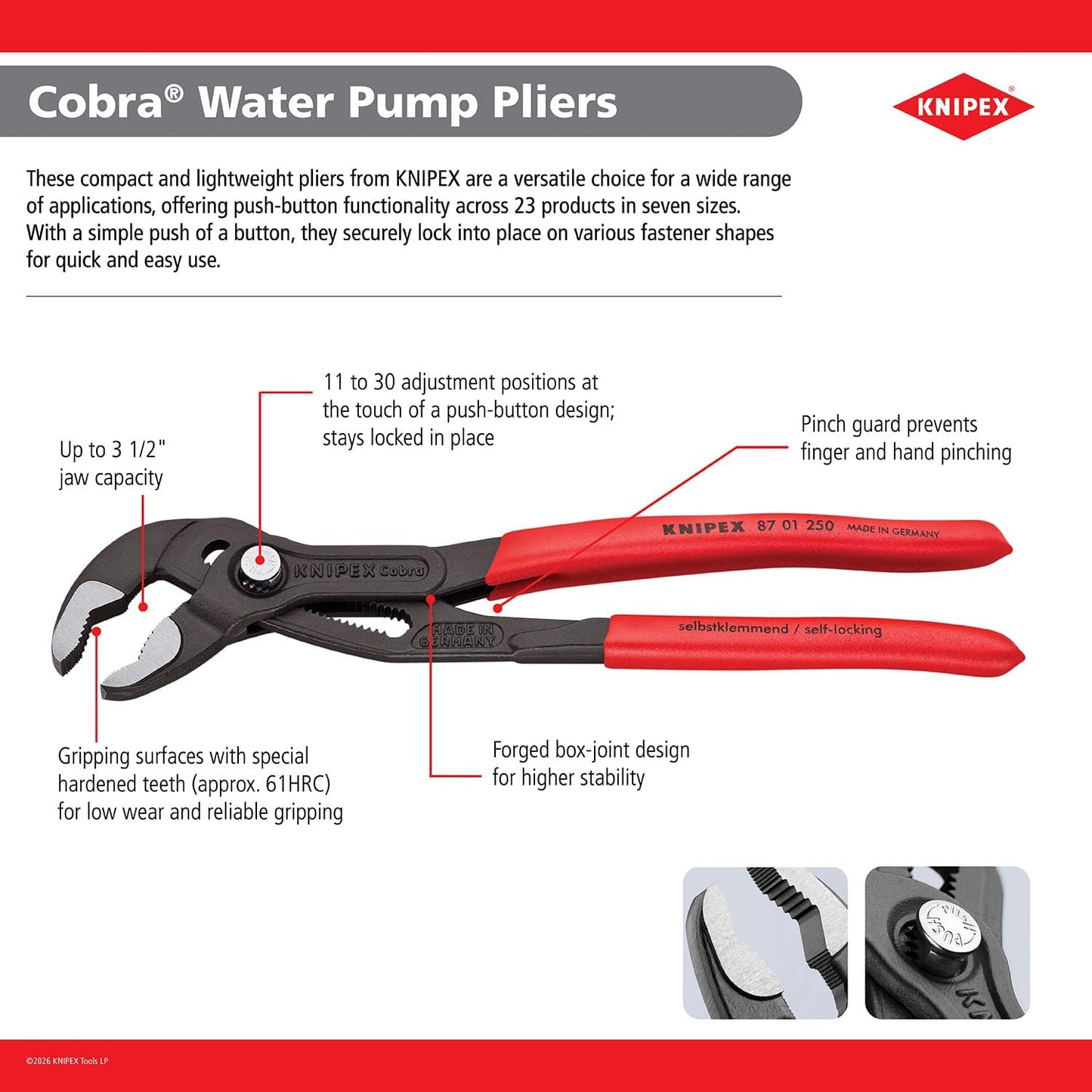 Knipex 8701250 10-Inch Cobra Pliers