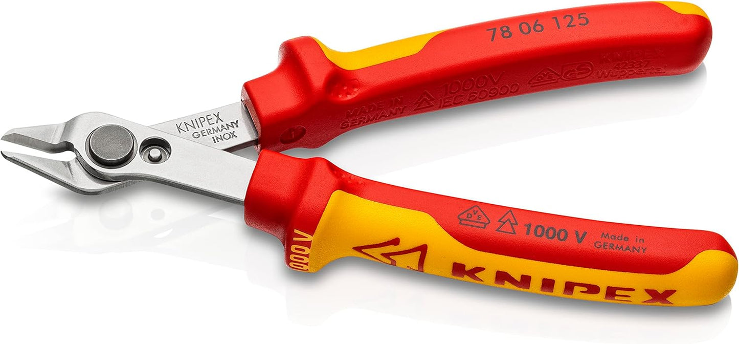 Knipex 78 06 125 SB Electronic Super Knips VDE Insulated with Multi-Component Grips, 125 mm Length