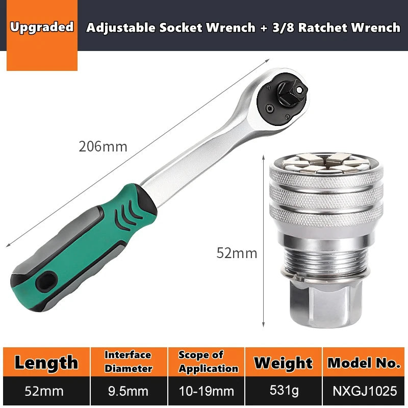Universal Electric Wrench Sleeve Converter Fits for Standard 3/8-3/4'' 10 to 19Mm Super Socket Multifunctional Drive Wrench Tool