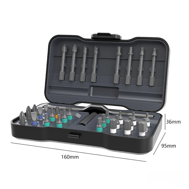 24-In-1 Multifunction Ratchet Screwdriver Magnetic Bits Mini Repair Tool Kit 