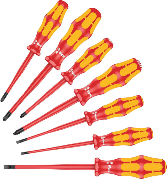 Wera 160 iSS/7 Kraftform Plus Series 100 Screwdriver 7 Piece Set with Reduced Blade and Smaller Handle Diameter