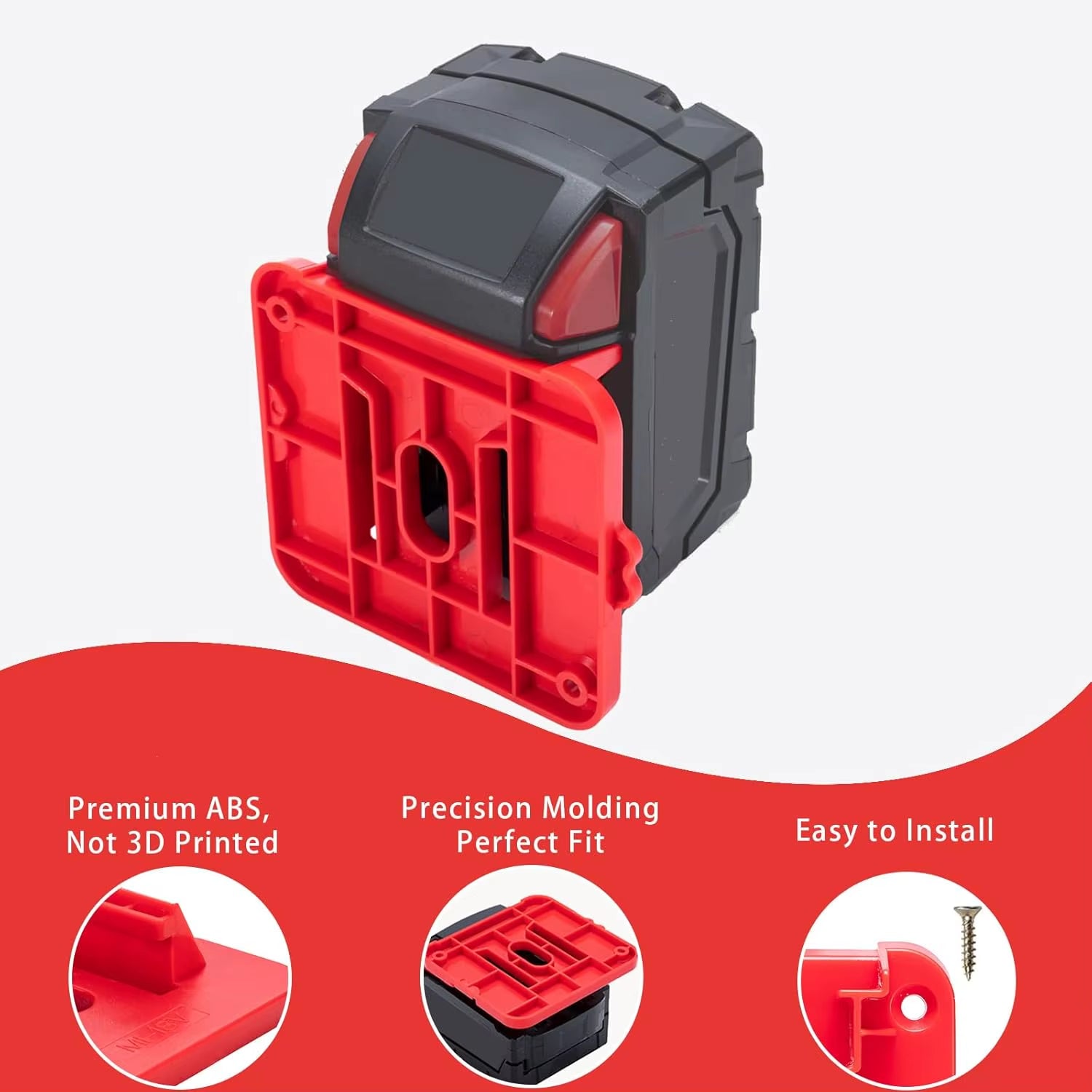 5 Pack Battery Holder Battery Mount for Milwaukee 18V Battery Dock Holder Fit for 48-11-1815 48-11-1828 48-11-1850 Battery 5Pcs