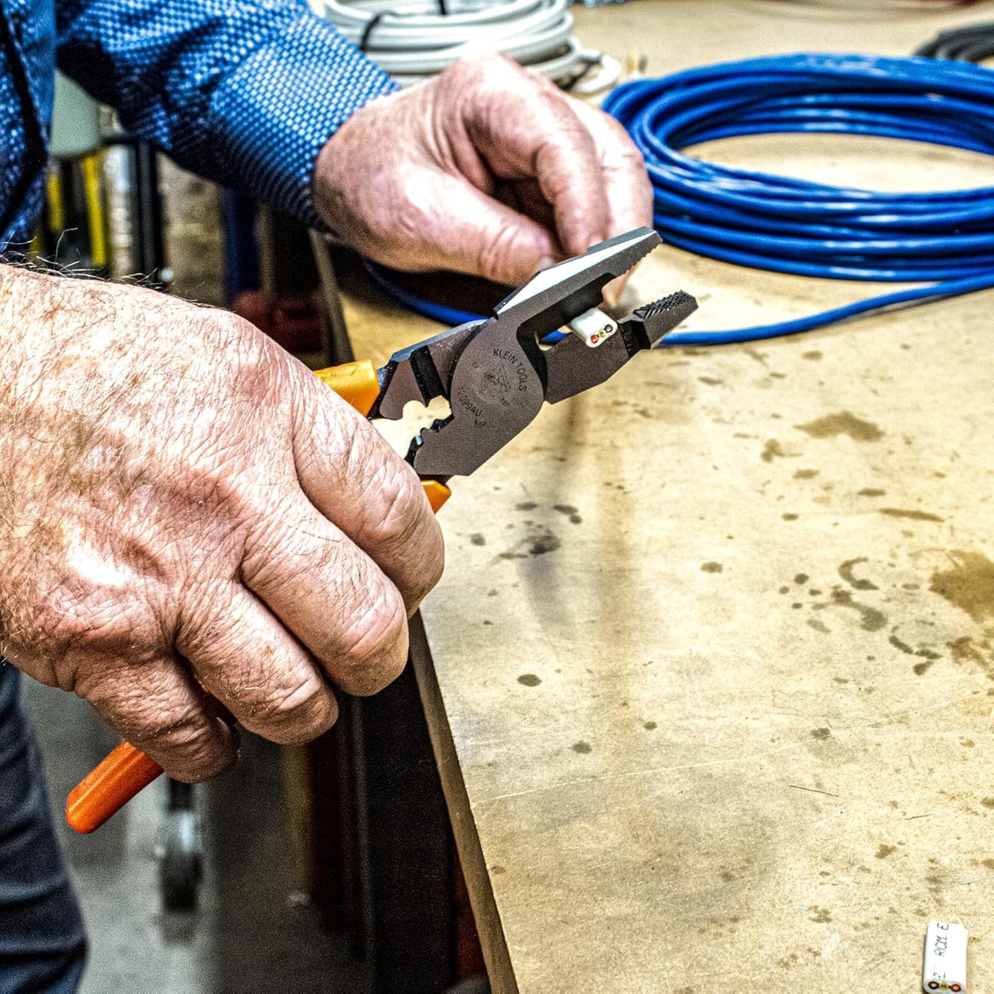 Klein Tools A-12098AEINSBP Insulated Lineman Plier & Cutting Nipper Combo Pack, 1000V Rated, IEC & ASTM Certified, Comfort Grip with Thumbguard, For Cutting ACSR, Screws, Nails and Hardened Wires