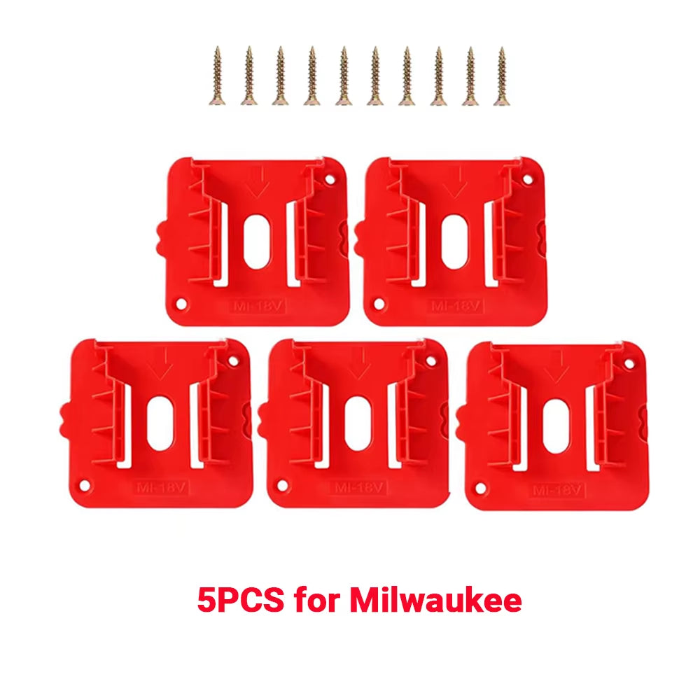 5 Pack Battery Holder Battery Mount for Milwaukee 18V Battery Dock Holder Fit for 48-11-1815 48-11-1828 48-11-1850 Battery 5Pcs