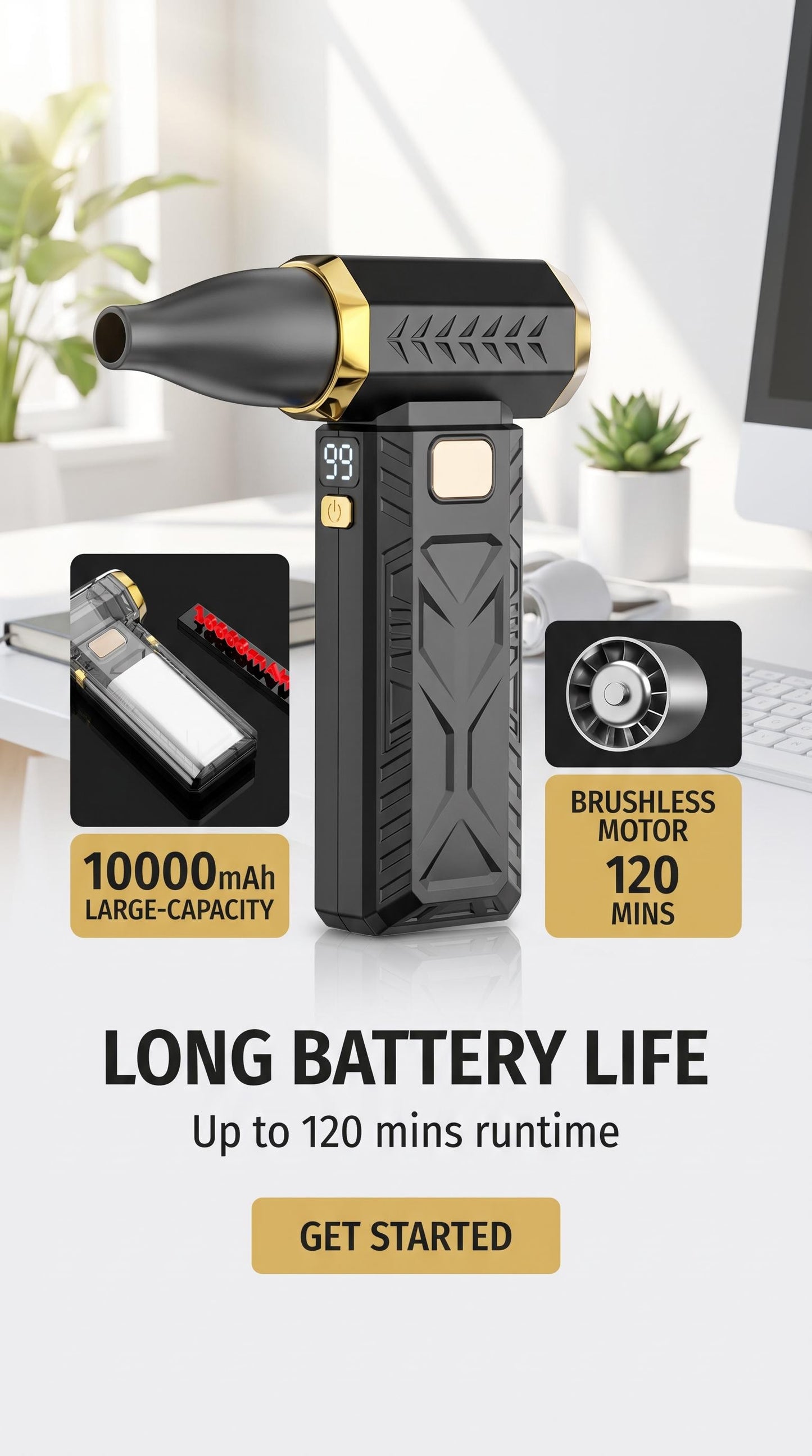 Portable Turbo Air Blower – Rechargeable Dust Cleaner