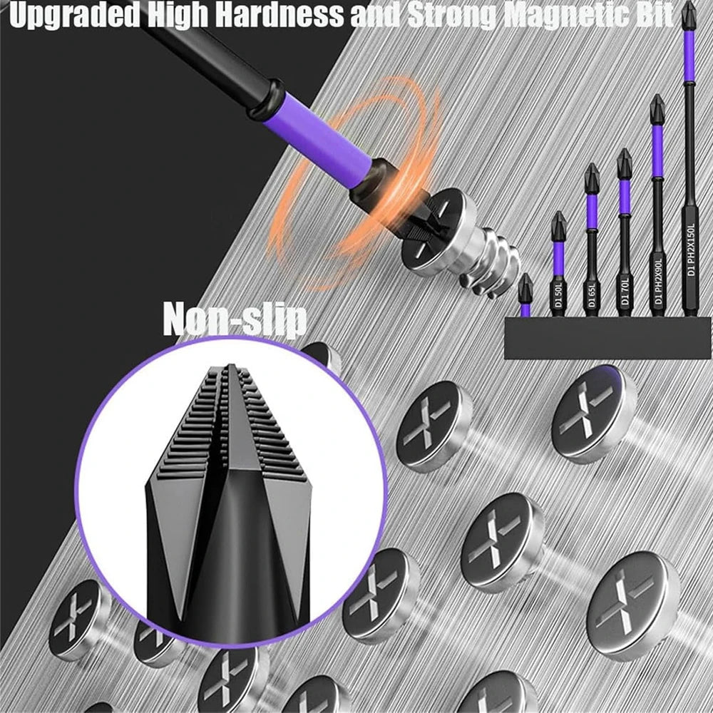 6/12 Pcs Magnetic Screwdriver Bits Non-Slip Shockproof Phillips Impact Bits Hex Shank Alloy Steel Bits Suitable for Power Tools