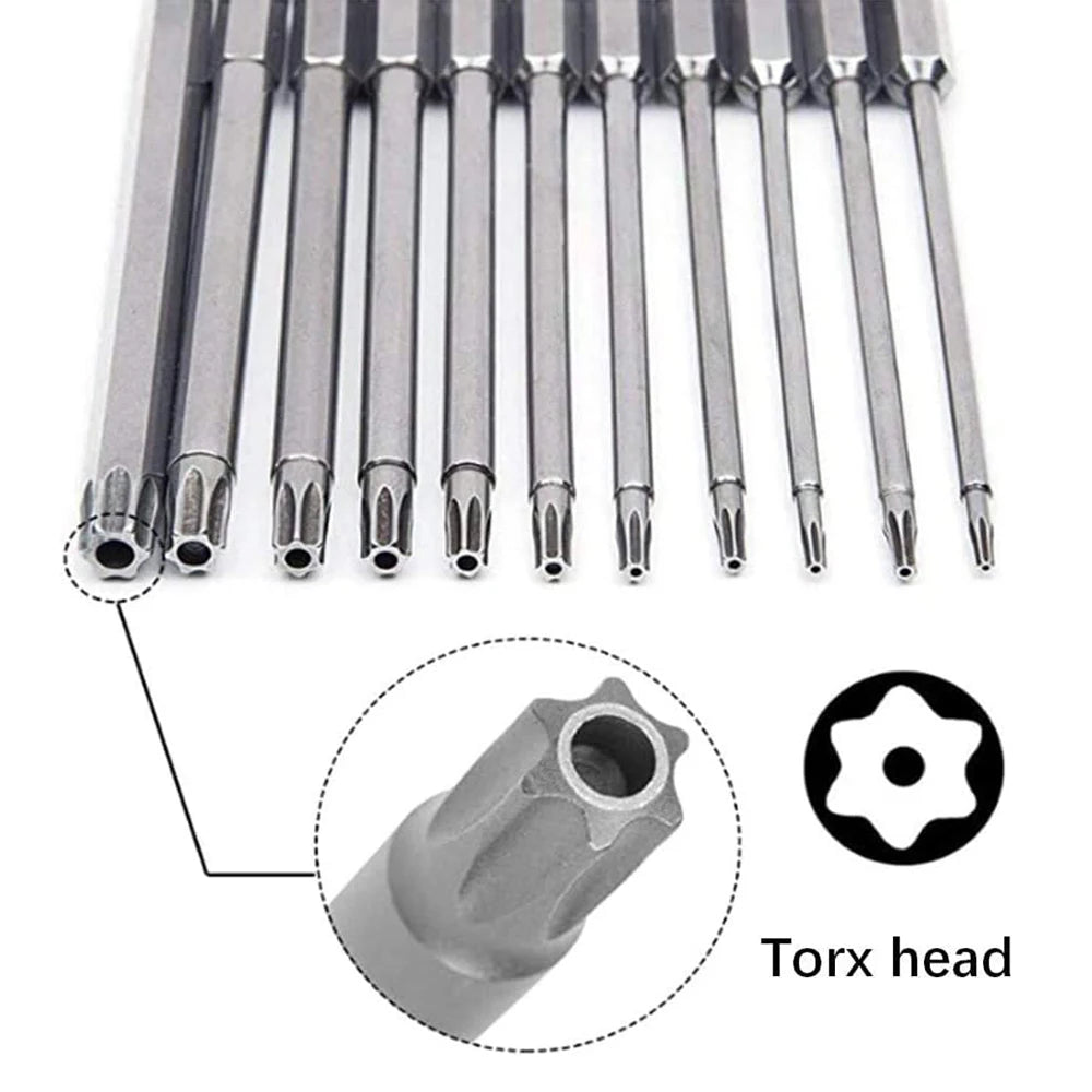 11 PCS Torx Security Bit Set S2 Steel Magnetic Security Screwdriver Set 50/100Mm Star Screwdriver Set for Shark Vacuum T6-T40