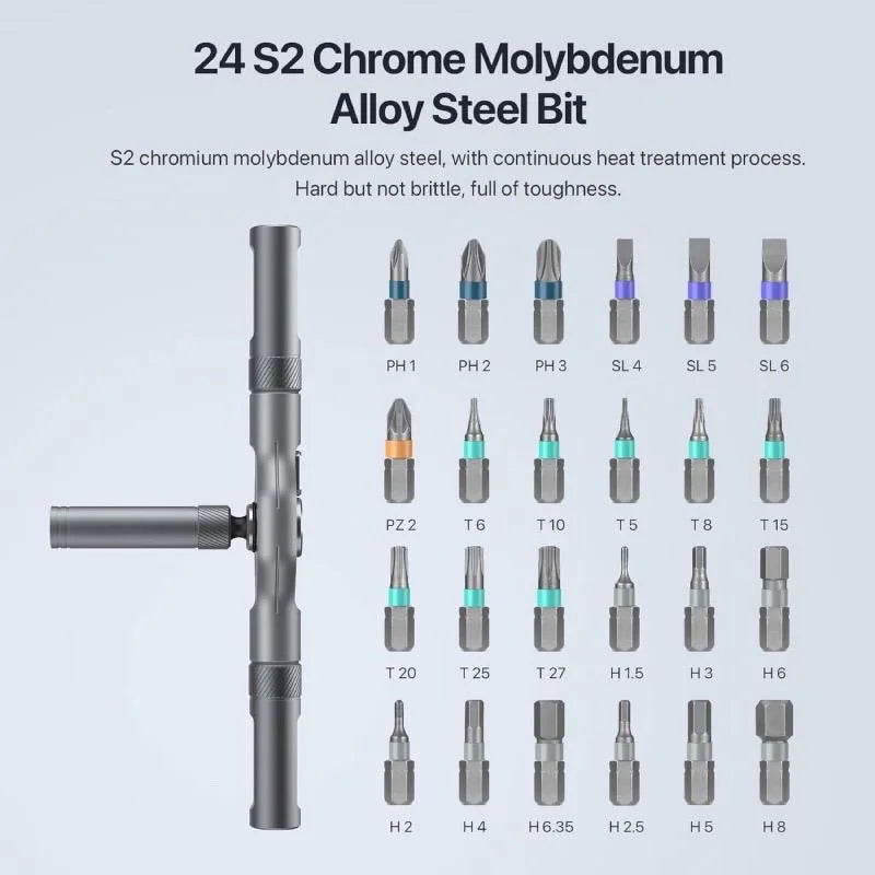 24-In-1 Multifunction Ratchet Screwdriver Magnetic Bits Mini Repair Tool Kit 