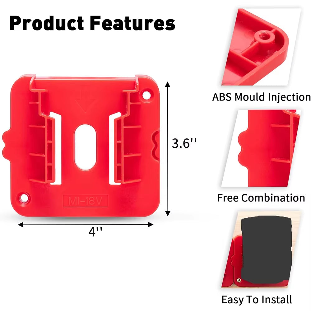 5 Pack Battery Holder Battery Mount for Milwaukee 18V Battery Dock Holder Fit for 48-11-1815 48-11-1828 48-11-1850 Battery 5Pcs